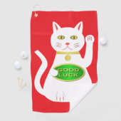 Oriental Lucky Cat Golfhanddoek (Insitu)