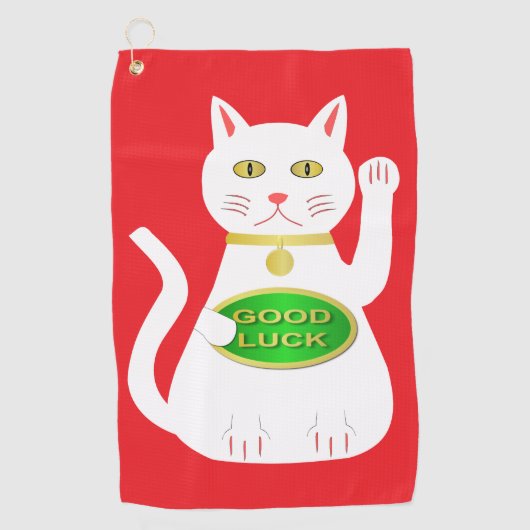 Oriental Lucky Cat Golfhanddoek (Voorkant)