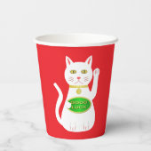Oriental Lucky Cat Papieren Bekers (Achterkant)