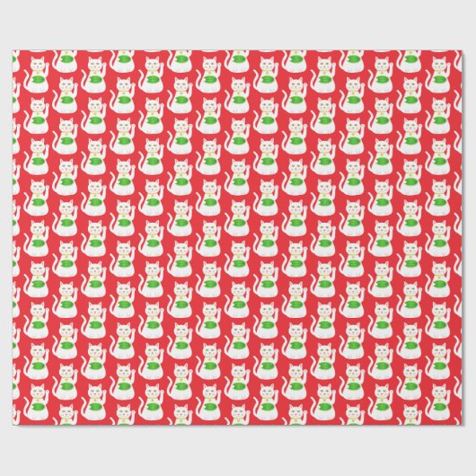 Oriental Lucky Cat Patterned Cadeaupapier (Vlak)