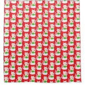 Oriental Lucky Cat Patterned Douchegordijn (Voorkant)
