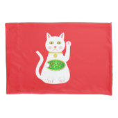 Oriental Lucky Cat Patterned Kussensloop (Voorkant)
