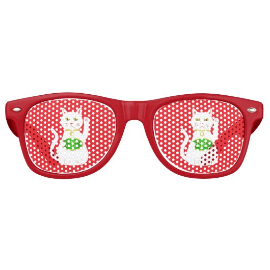 Oriental Lucky Cat Retro Zonnebril (Voorkant)