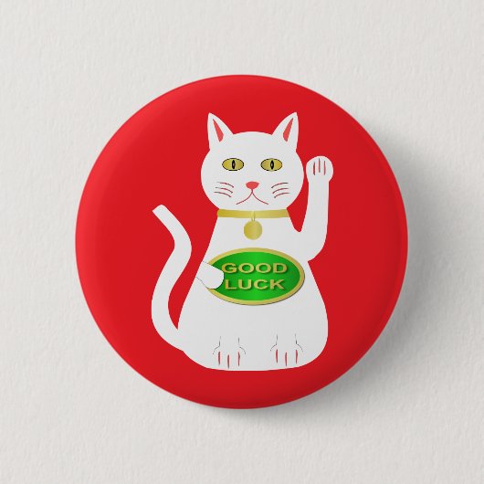 Oriental Lucky Cat Ronde Button 5,7 Cm (Voorkant)