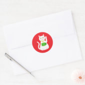 Oriental Lucky Cat Ronde Sticker (Envelop)