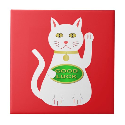 Oriental Lucky Cat Tegeltje (Voorkant)