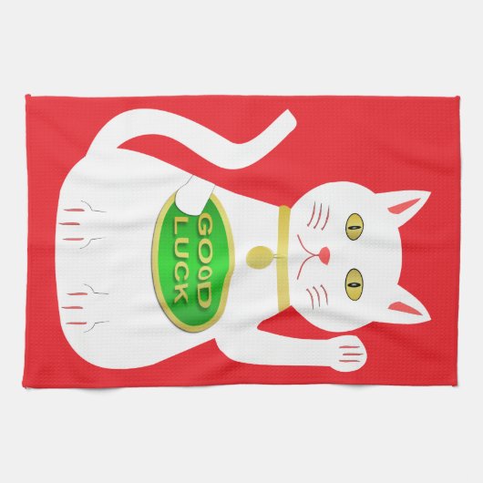 Oriental Lucky Cat Theedoek (Horizontaal)