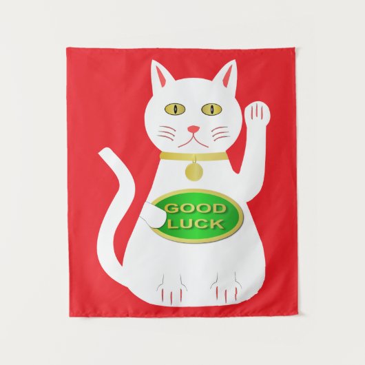 Oriental Lucky Cat Wandkleed (Voorkant)