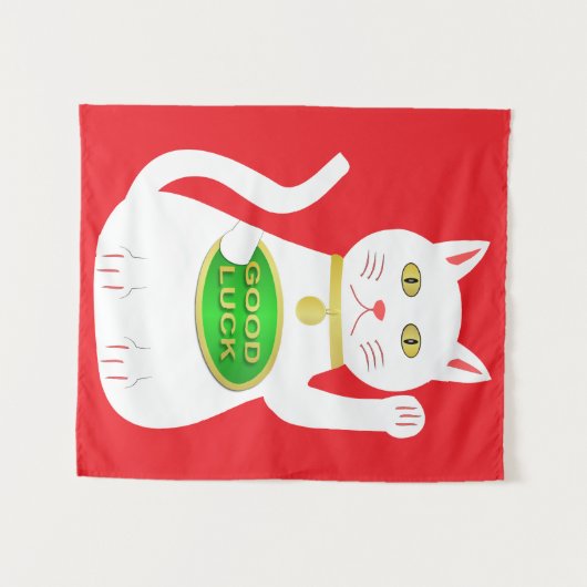 Oriental Lucky Cat Wandkleed (Voorkant (horizontaal))
