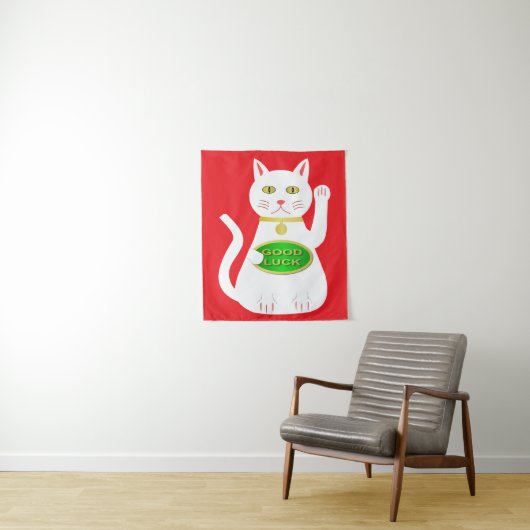 Oriental Lucky Cat Wandkleed (In situ)