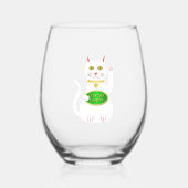 Oriental Lucky Cat Wijnglas Zonder Voet (Voorkant)