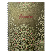 Oriental Luxury Gold Jeweled Mandala & Custom Name Notitieboek (Voorkant)