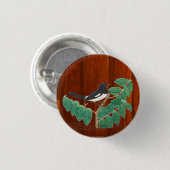 Oriental Magpie-Robin Ronde Button 3,2 Cm (Voorkant /achterkant)