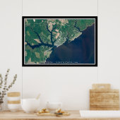 Oriental North Carolina Satellite Poster Map (Keuken)