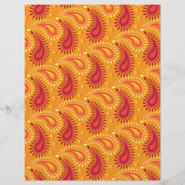 Oriental Oranje Persian Paisley Pattern (Voorkant)