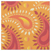 Oriental Oranje Persian Paisley Pattern Stof (Close Up)