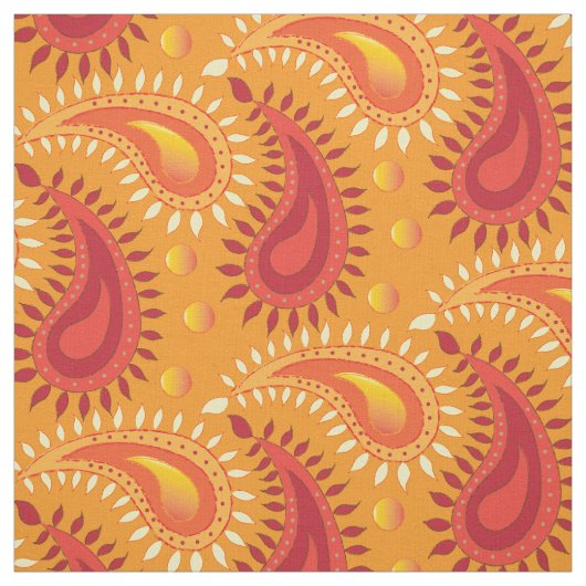 Oriental Oranje Persian Paisley Pattern Stof (Swatch)