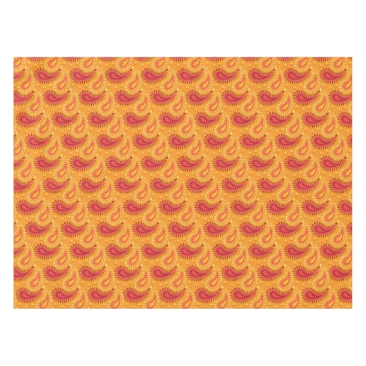 Oriental Oranje Persian Paisley Pattern Tafelkleed (Voorkant (Horizontaal))