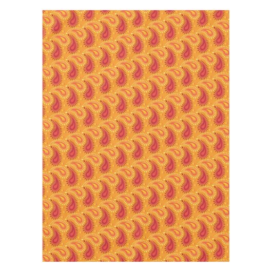 Oriental Oranje Persian Paisley Pattern Tafelkleed (Voorkant)