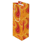 Oriental Oranje Persian Paisley Pattern Wijn Cadeautas (Voorkant Gekanteld)