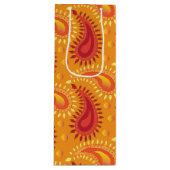 Oriental Oranje Persian Paisley Pattern Wijn Cadeautas (Voorkant)