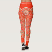 Oriental Oranje Red Arabesques Monogram Gepersonal Leggings (Achterkant)
