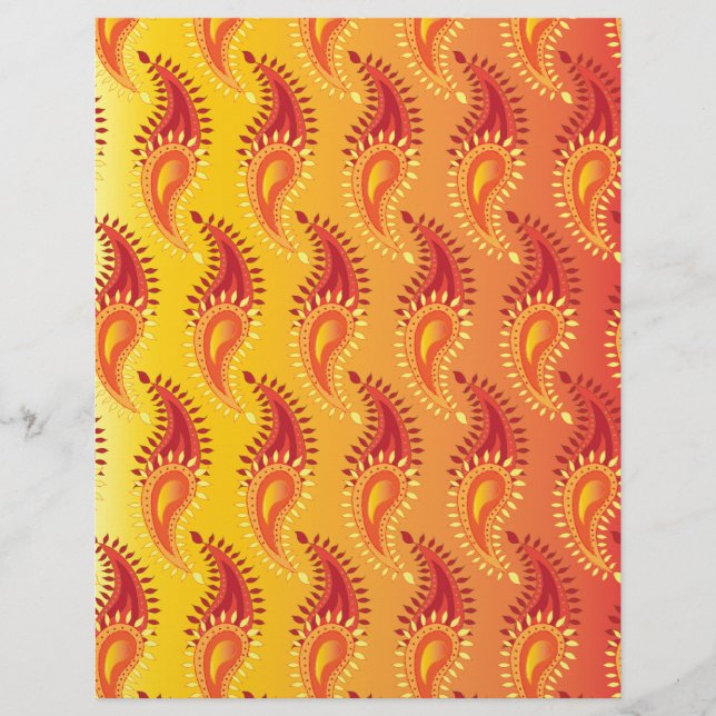 Oriental Oranje Twin Flame Persian Paisley Pattern (Voorkant)