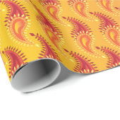 Oriental Oranje Twin Flame Persian Paisley Pattern Cadeaupapier (Rol Hoek)