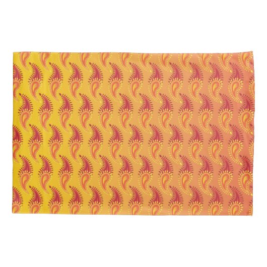 Oriental Oranje Twin Flame Persian Paisley Pattern Kussensloop (Achterkant)