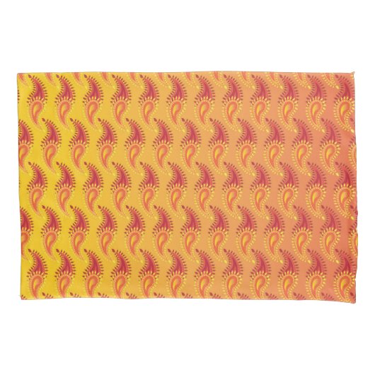 Oriental Oranje Twin Flame Persian Paisley Pattern Kussensloop (Voorkant)