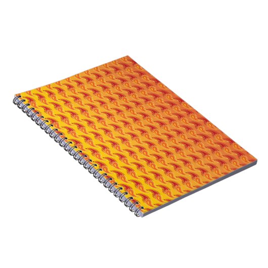 Oriental Oranje Twin Flame Persian Paisley Pattern Notitieboek (Rechterzijde)