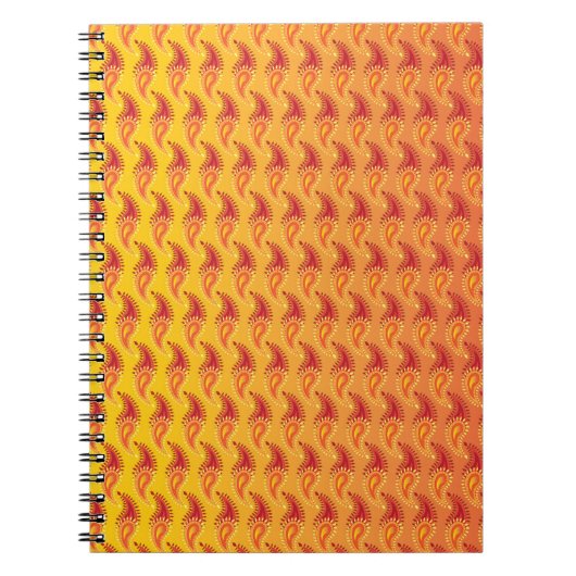 Oriental Oranje Twin Flame Persian Paisley Pattern Notitieboek (Voorkant)