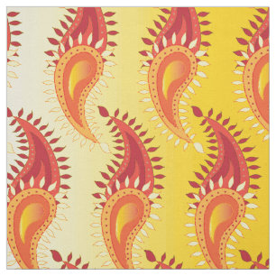 Oriental Oranje Twin Flame Persian Paisley Pattern Stof