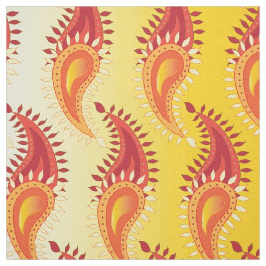 Oriental Oranje Twin Flame Persian Paisley Pattern Stof (Swatch)