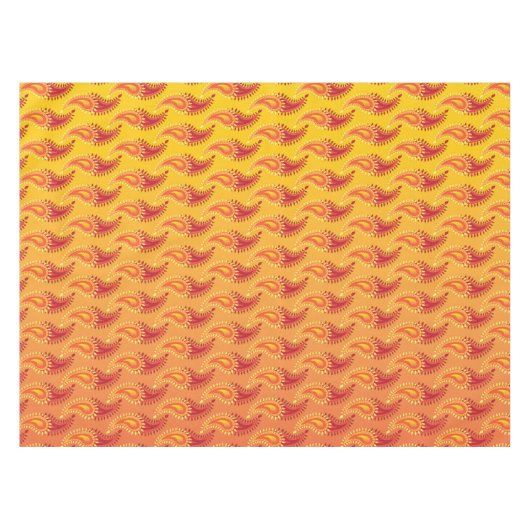 Oriental Oranje Twin Flame Persian Paisley Pattern Tafelkleed (Voorkant (Horizontaal))