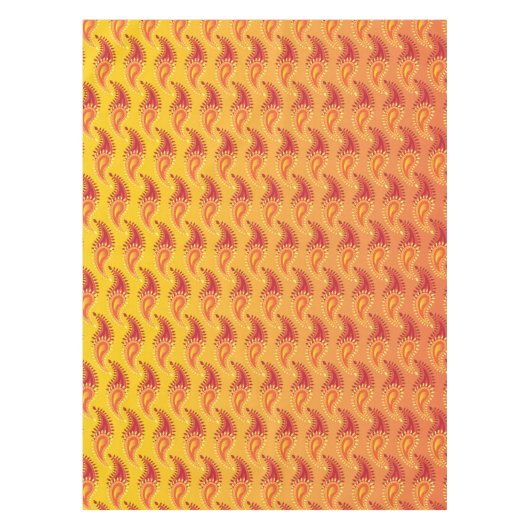 Oriental Oranje Twin Flame Persian Paisley Pattern Tafelkleed (Voorkant)