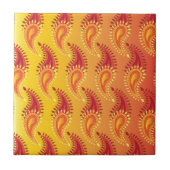 Oriental Oranje Twin Flame Persian Paisley Pattern Tegeltje (Voorkant)