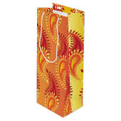 Oriental Oranje Twin Flame Persian Paisley Pattern Wijn Cadeautas (Voorkant Gekanteld)