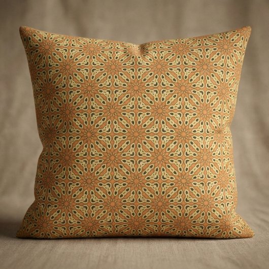 Oriental Oranje & Yellow Geometric Pattern Stof