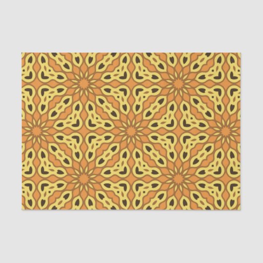 Oriental Oranje & Yellow Geometric Pattern Tissuepapier (Voorkant)