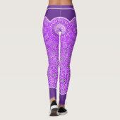 Oriental Paars Arabesques Monogram Gepersonaliseer Leggings (Achterkant)