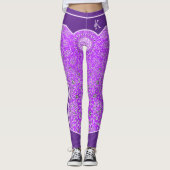 Oriental Paars Arabesques Monogram Gepersonaliseer Leggings (Voorkant)