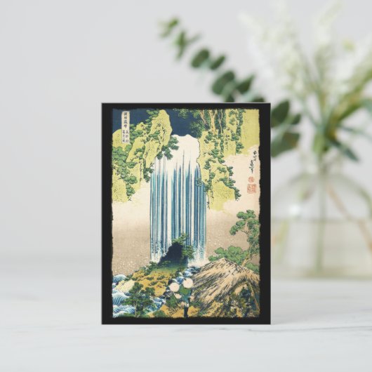 Oriental Painting Waterfall Above Shack Briefkaart (Staand voorkant)