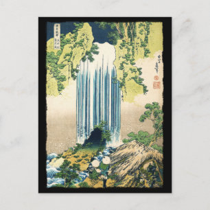 Oriental Painting Waterfall Above Shack Briefkaart