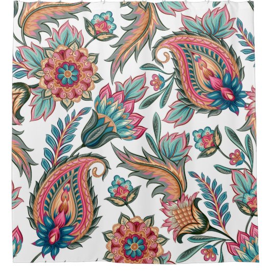 Oriental Paisley:  naadloos bloemig Douchegordijn (Voorkant)
