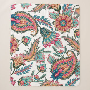 Oriental Paisley: naadloos bloemig Sherpa Deken