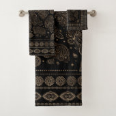 Oriental Paisley Ornament Gold op Black Bad Handdoek (Insitu)