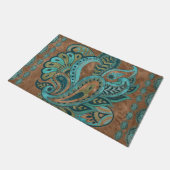 Oriental Paisley Pattern Waterverf and Gold Deurmat (Schuin)