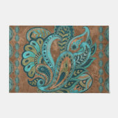 Oriental Paisley Pattern Waterverf and Gold Deurmat (Voorkant)