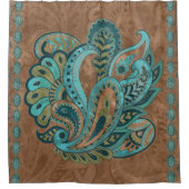 Oriental Paisley Pattern Waterverf and Gold Douchegordijn (Voorkant)